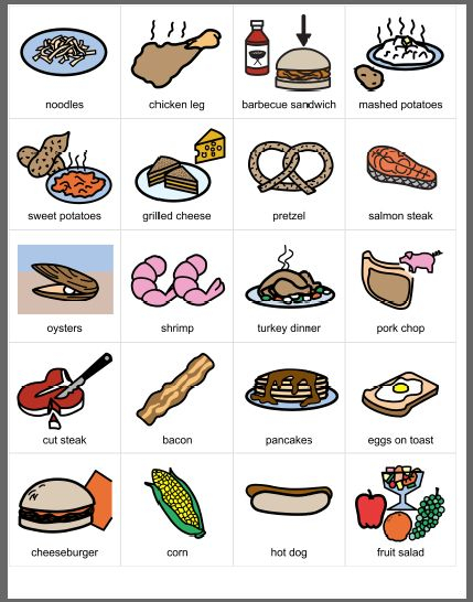 Food Cards Visuals Free Printable