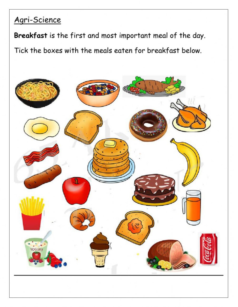 Foods Eaten For Breakfast Worksheet
