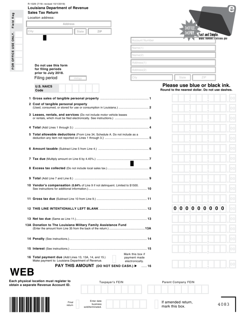 Form R 1029 Download Fillable PDF Or Fill Online Sales Tax 