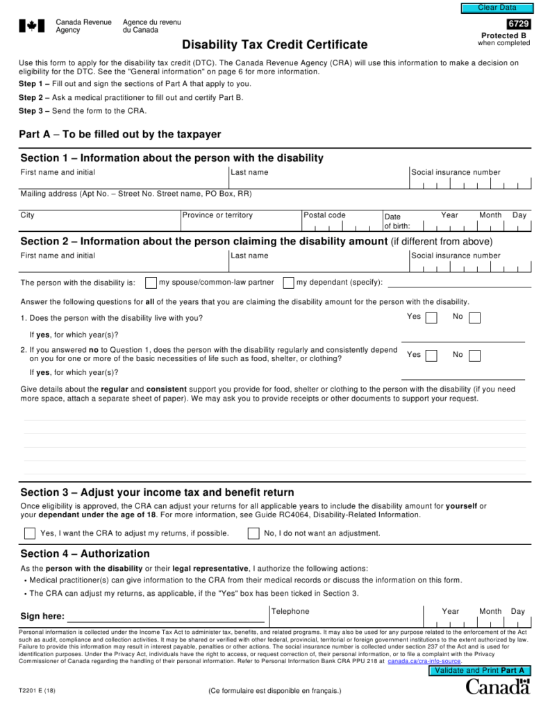 Form T2201 Download Fillable PDF Or Fill Online Disability 