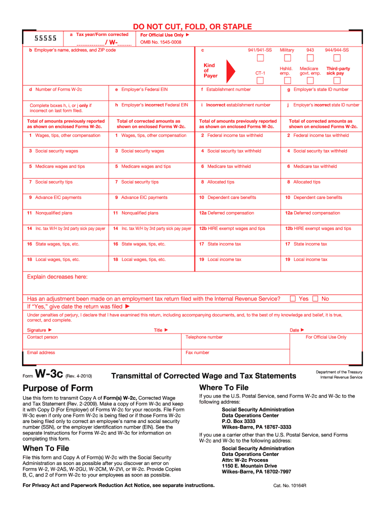 Form W 3c Fill Out And Sign Printable PDF Template SignNow