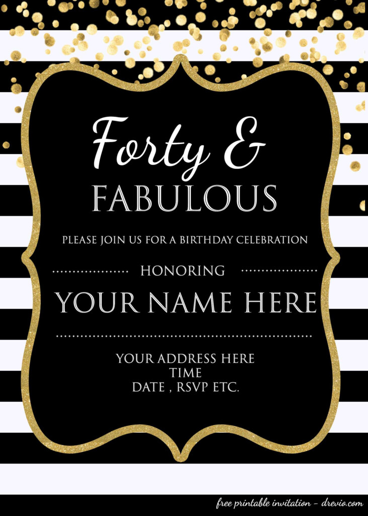 Forty Fabulous 40th Birthday Invitation Template PSD 
