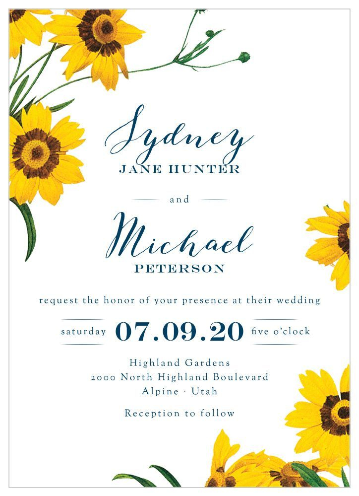 Framed Sunflowers Wedding Invitations In 2020 Sunflower 