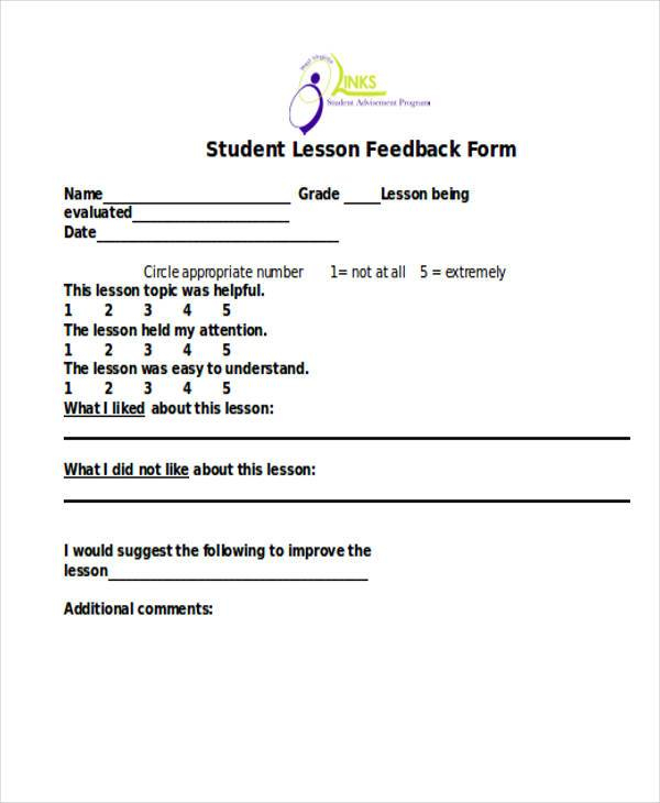 FREE 10 Feedback Forms For Lessons In PDF MS Word