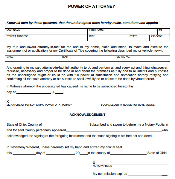 FREE 10 Sample Blank Power Of Attorney Forms In PDF MS Word