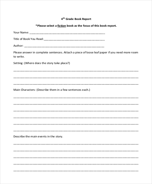 FREE 10 Sample Book Report Formats In PDF MS Word