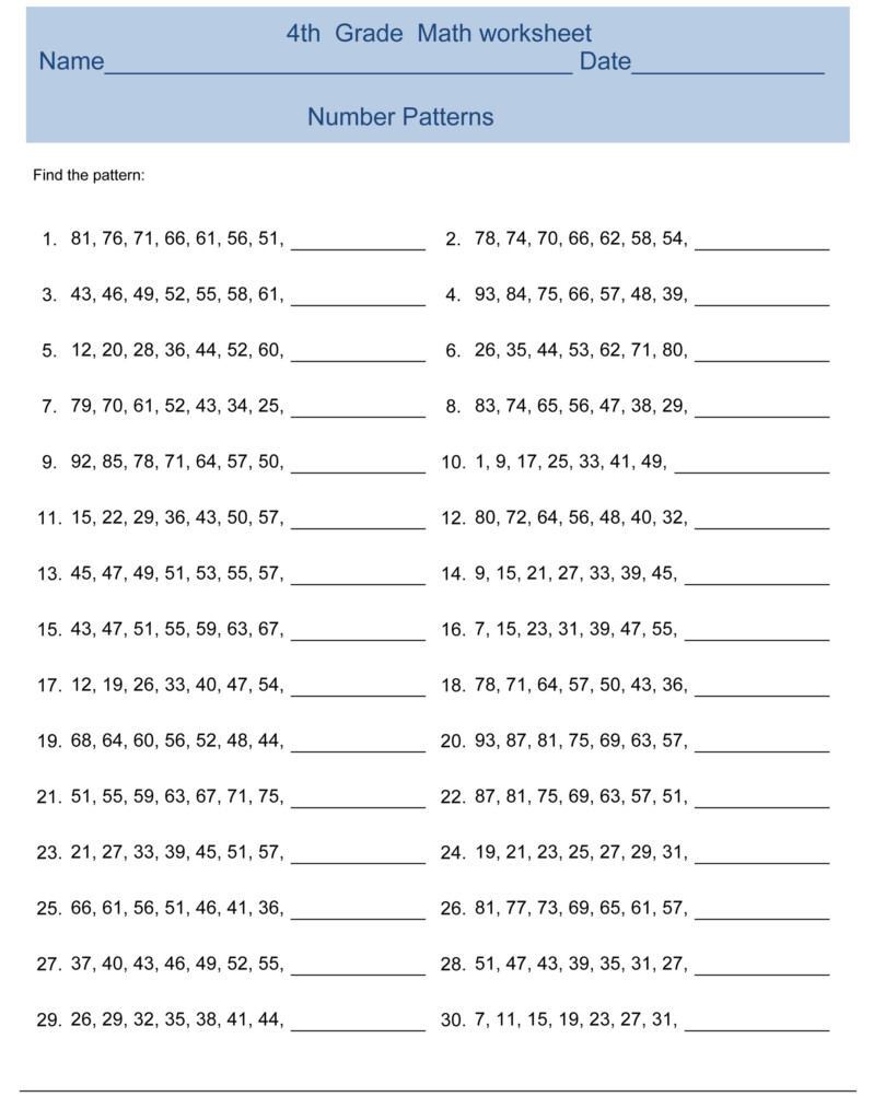 Free 4th Grade Math Worksheets Activity Shelter