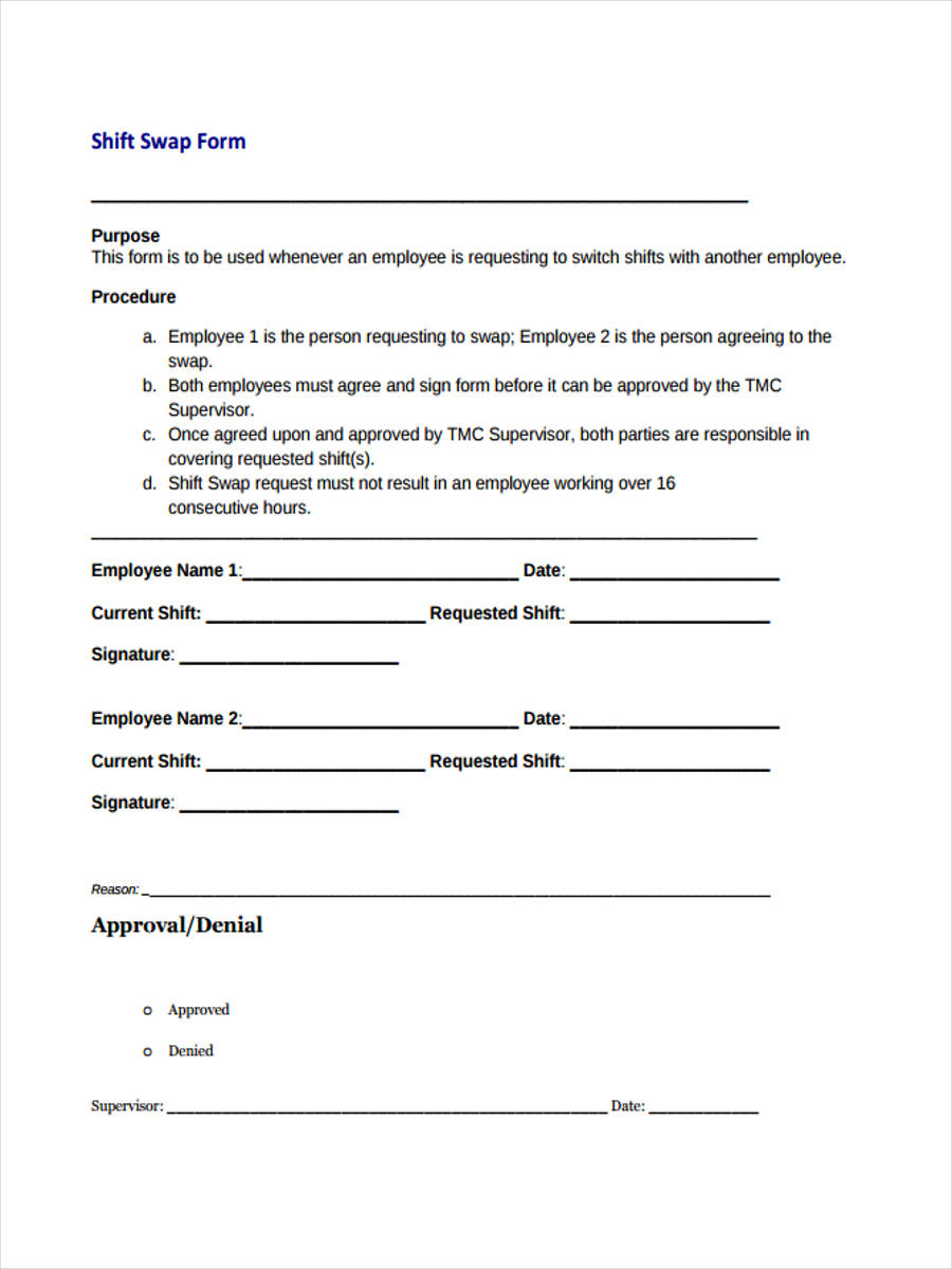FREE 6 Shift Change Forms In PDF Ms Word