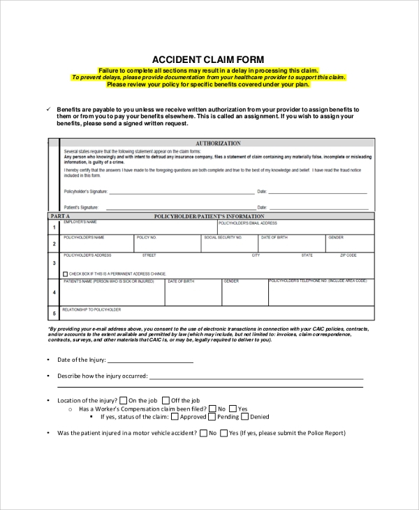 FREE 8 Sample Aflac Claim Forms In PDF