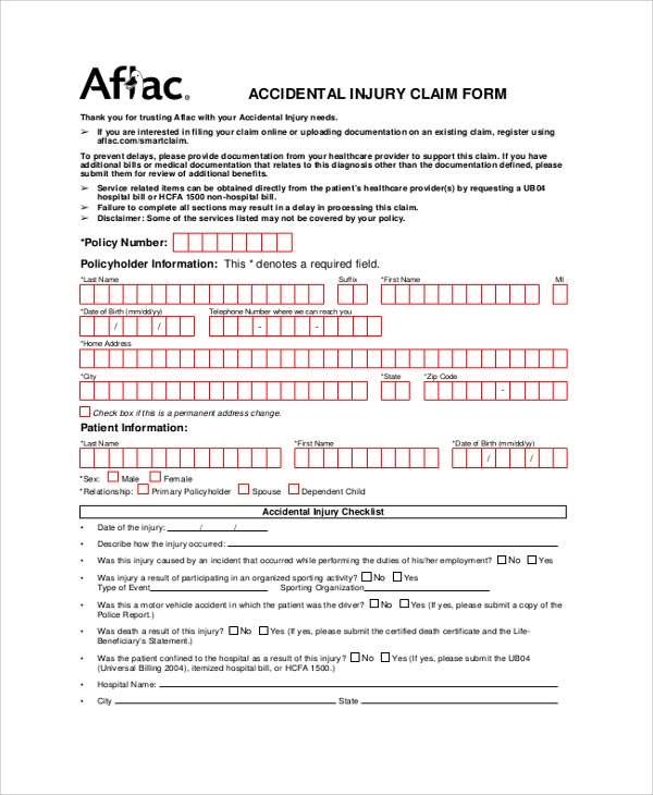 Printable Aflac Claim Forms For Mammogram