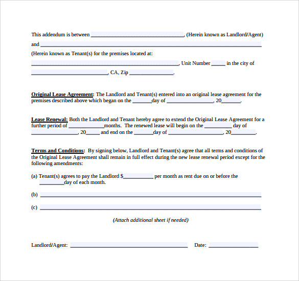 FREE 8 Sample Lease Extension Forms In PDF