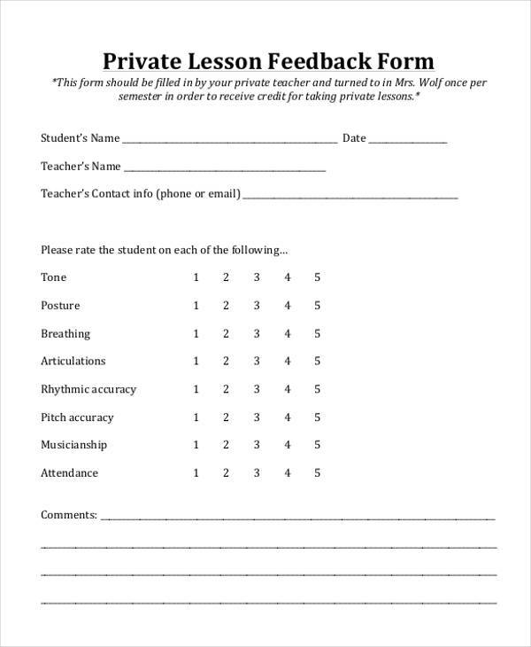 FREE 8 Sample Lesson Feedback Forms In PDF MS Word
