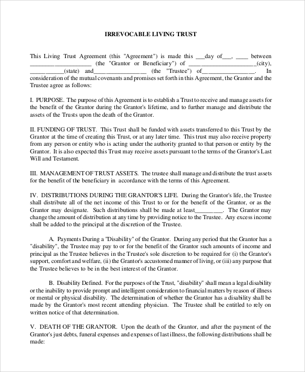 FREE 8 Sample Living Trust Forms In PDF MS Word