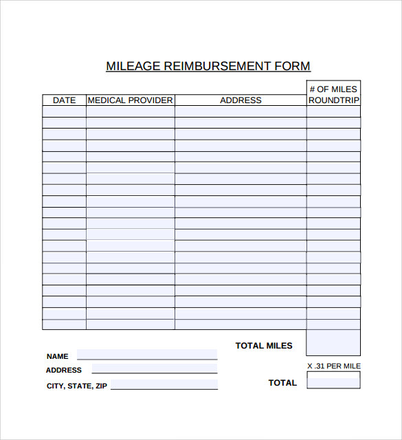 FREE 8 Sample Mileage Reimbursement Forms In PDF MS Word