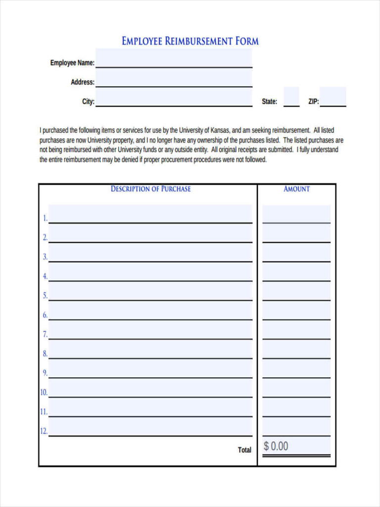 FREE 9 Sample Request For Reimbursement Forms In MS Word 