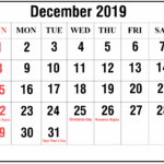 Free Blank December 2019 Calendar Printable In PDF Word