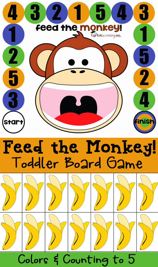 Free Board Game For Toddlers And PreK Feed The Monkey 