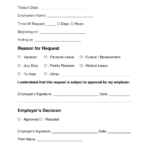 Free Employee Time Off Vacation Request Form PDF