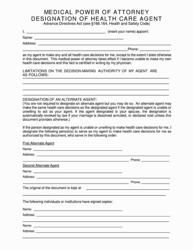 Free Fillable Medical Power Of Attorney Form PDF Templates
