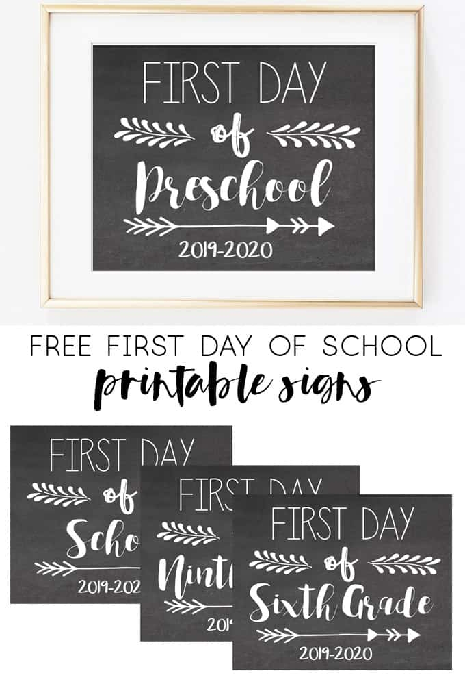Free First Day Of School Printable Signs 2019 2020 