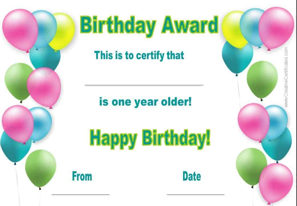 Free Happy Birthday Certificate Template Customize Online