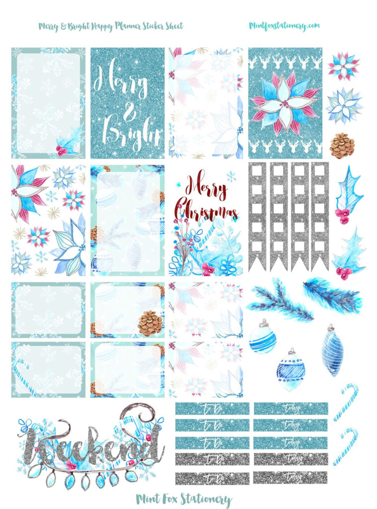 FREE Merry bright happy planner sticker sheet Happy 