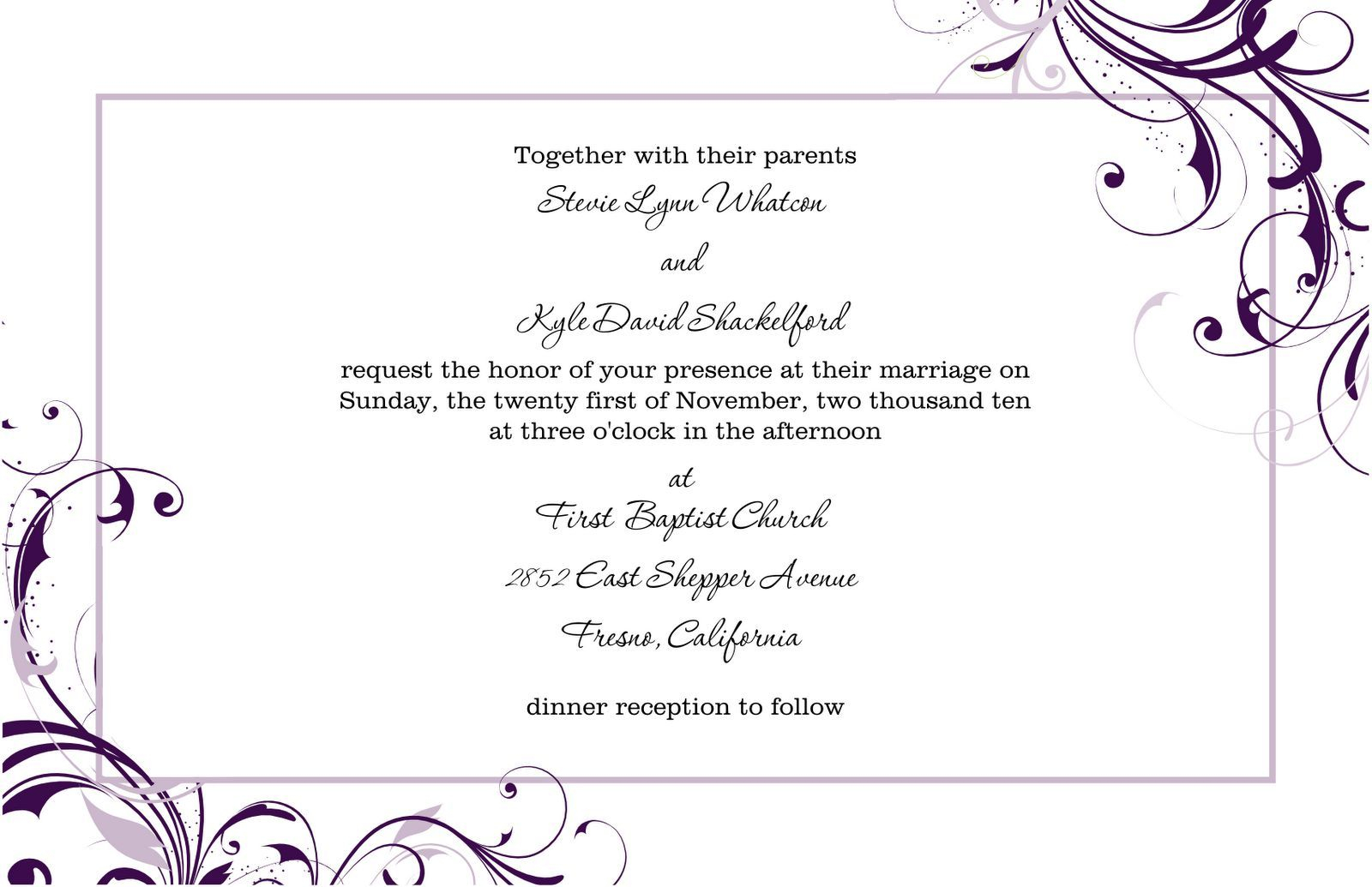 Free Microsoft Word Wedding Invitation Templates