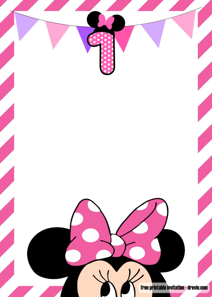 FREE Minnie Mouse 1st Birthday Invitations Templates 
