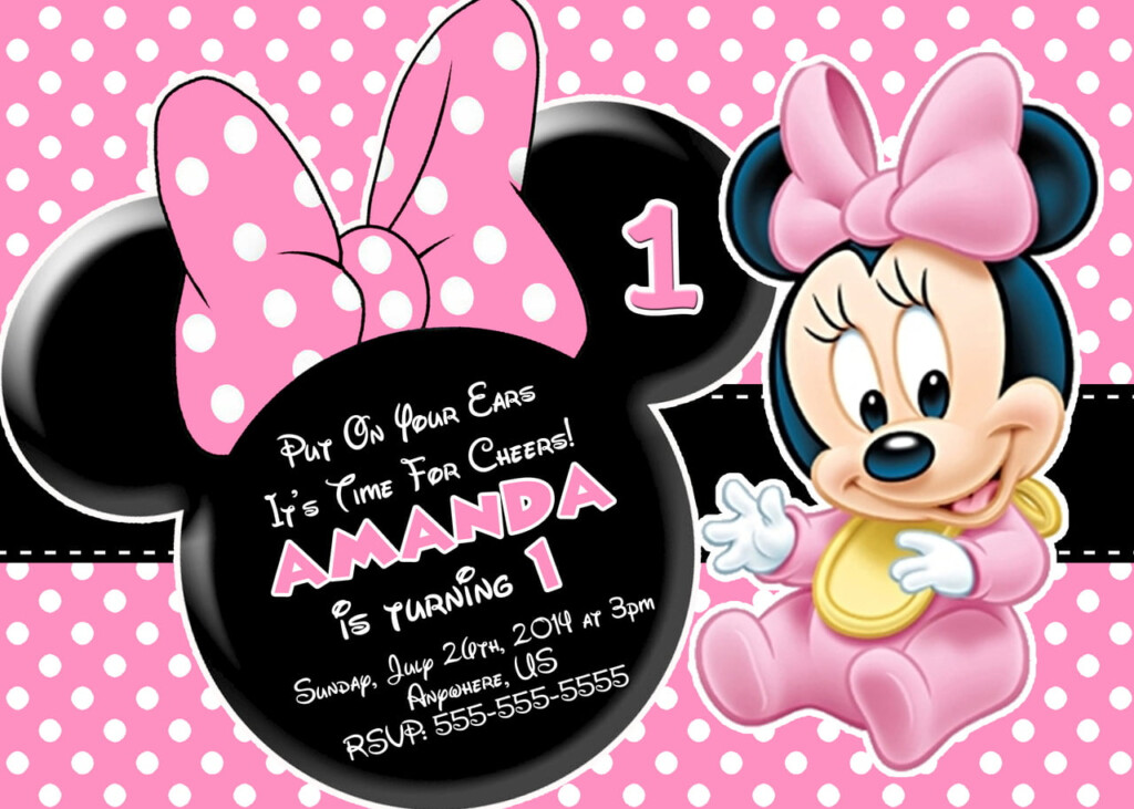 FREE Minnie Mouse First Birthday Invitations Printable 