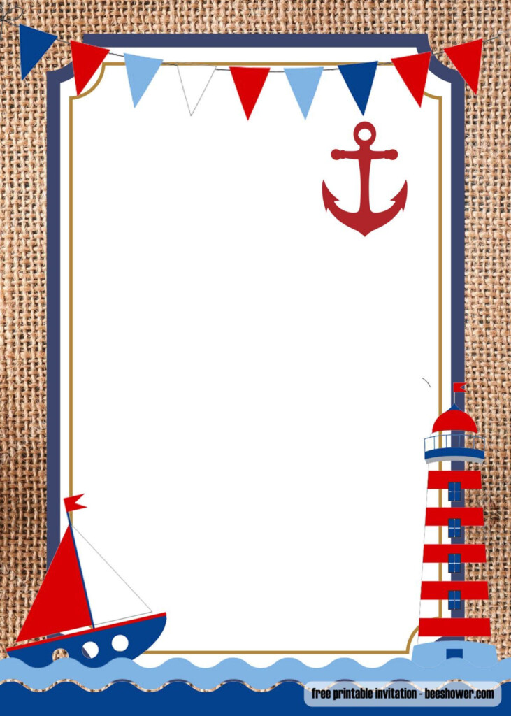 FREE Nautical Theme Baby Shower Invitations Templates 