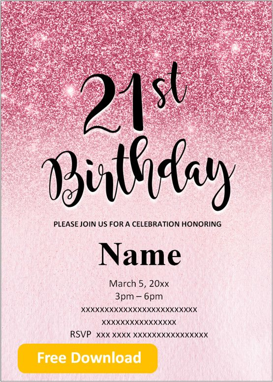 FREE Printable 21st Birthday Invitations Templates Party 