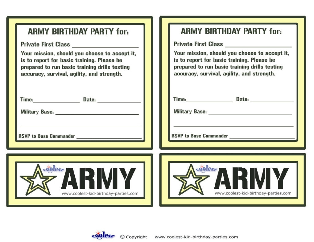 Free Printable Army Party Invitations
