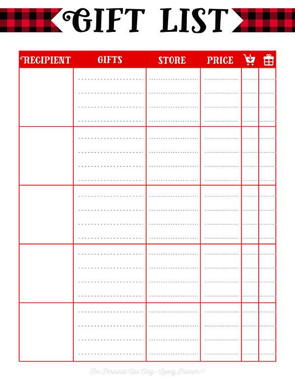 Free Printable Christmas Gift List 2 Templates Lovely