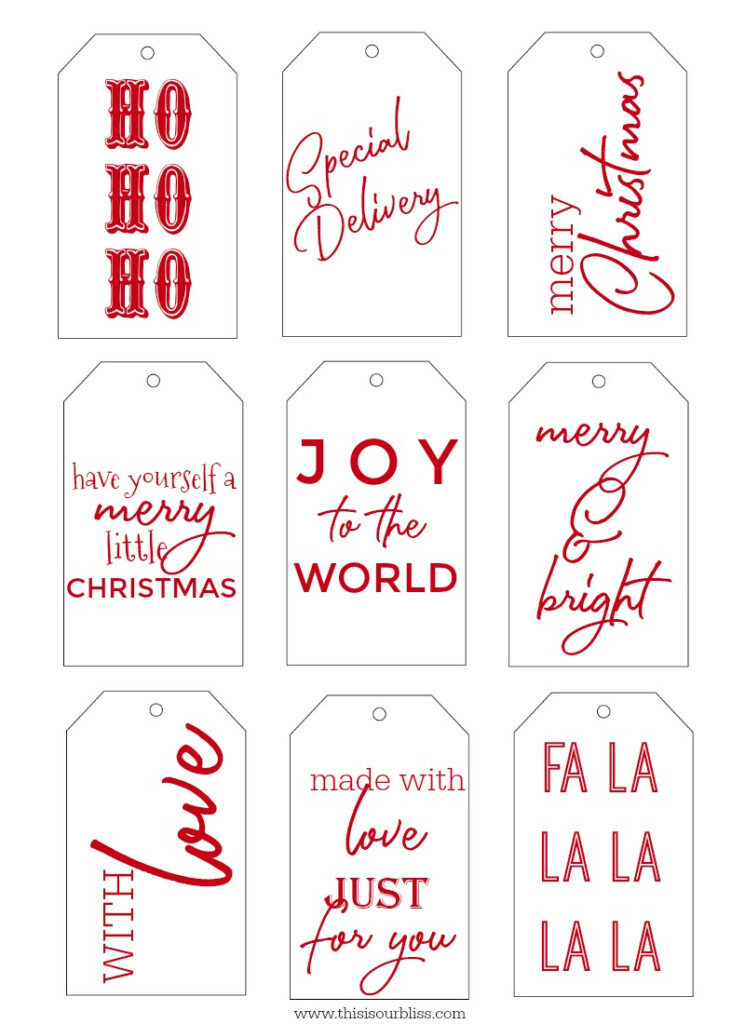 Free Printable Christmas Gift Tags RED This Is Our Bliss 