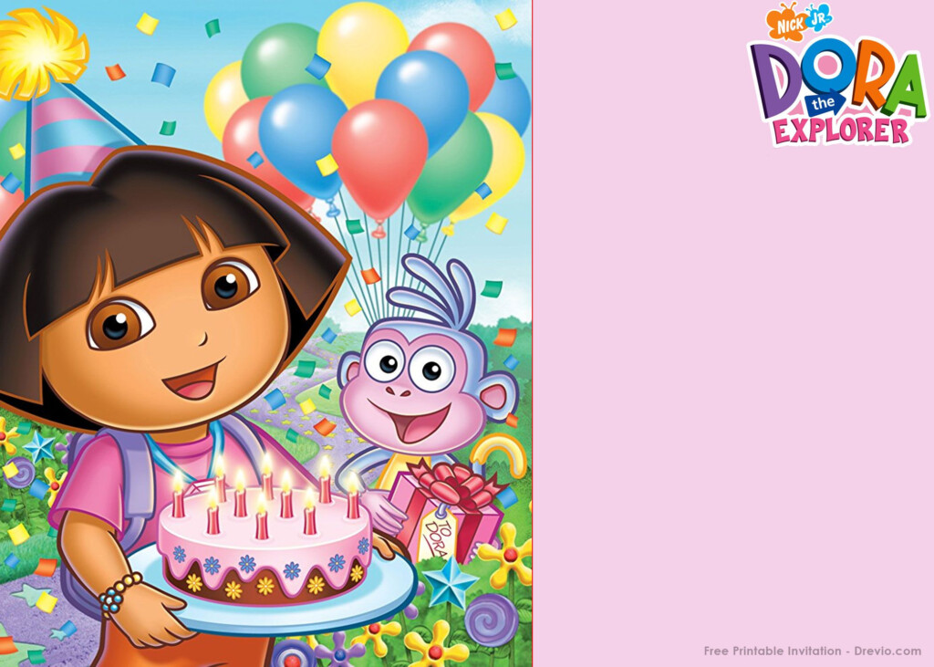 FREE Printable Dora The Explorer Party Invitation Template 