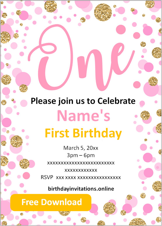 FREE Printable First Birthday Invitations Templates 