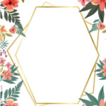 FREE Printable Golden Floral Frame Invitation Templates