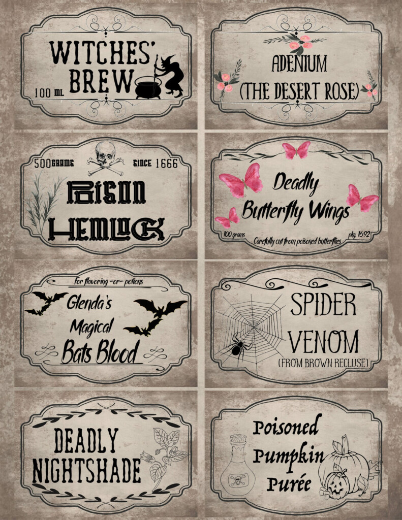 Free Printable Halloween Apothecary Labels 16 Designs 