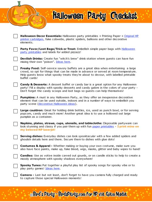 FREE Printable Halloween Party Checklist Halloween Party 