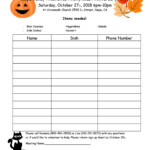 Free Printable Halloween Potluck Sign Up Sheet