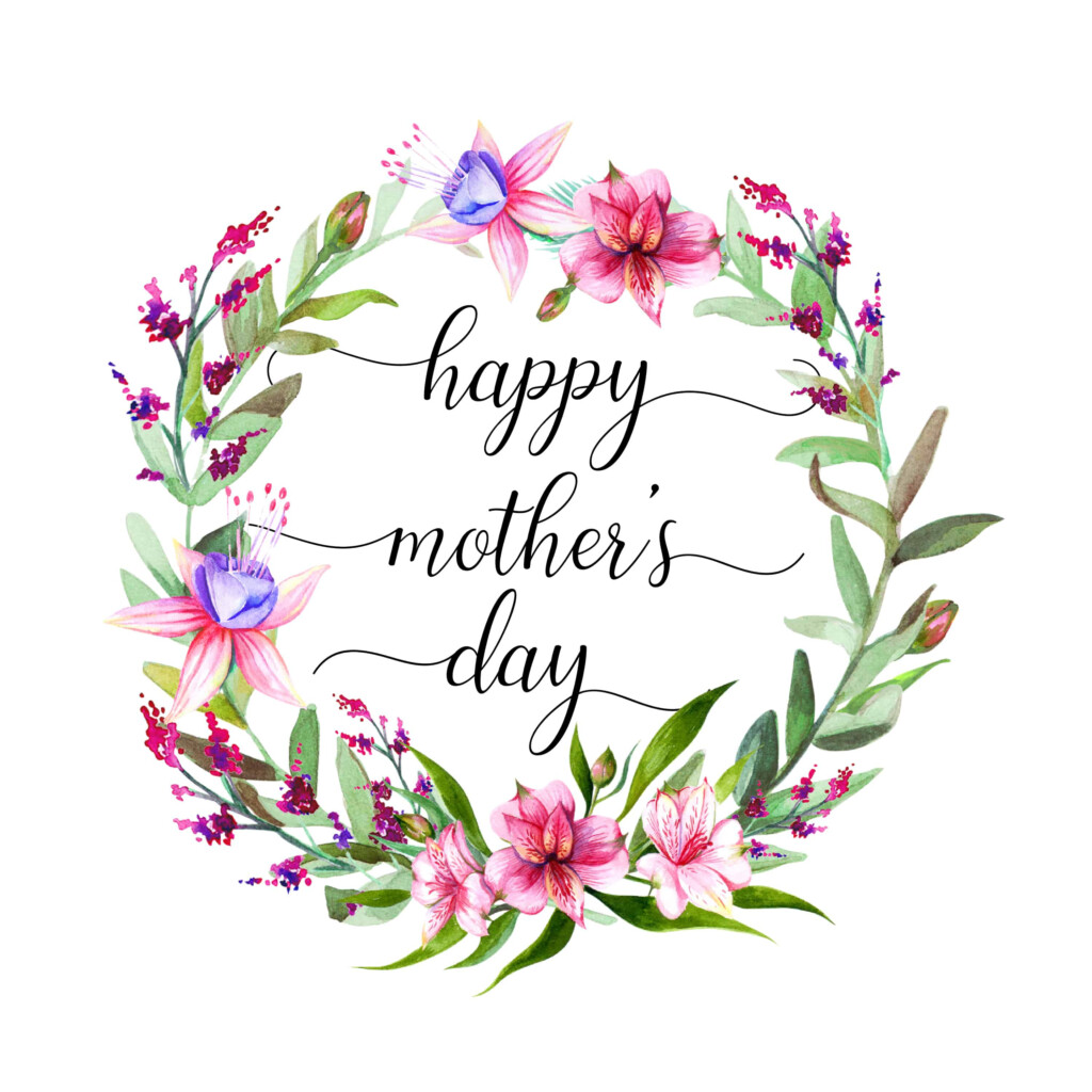 Free Printable Happy Mother s Day Floral Wreath 