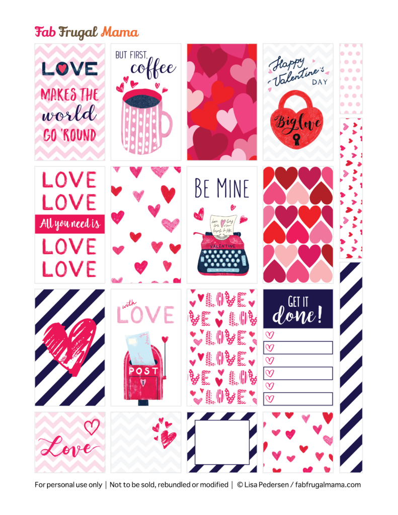 Free Printable Happy Planner Valentine Stickers Fab 