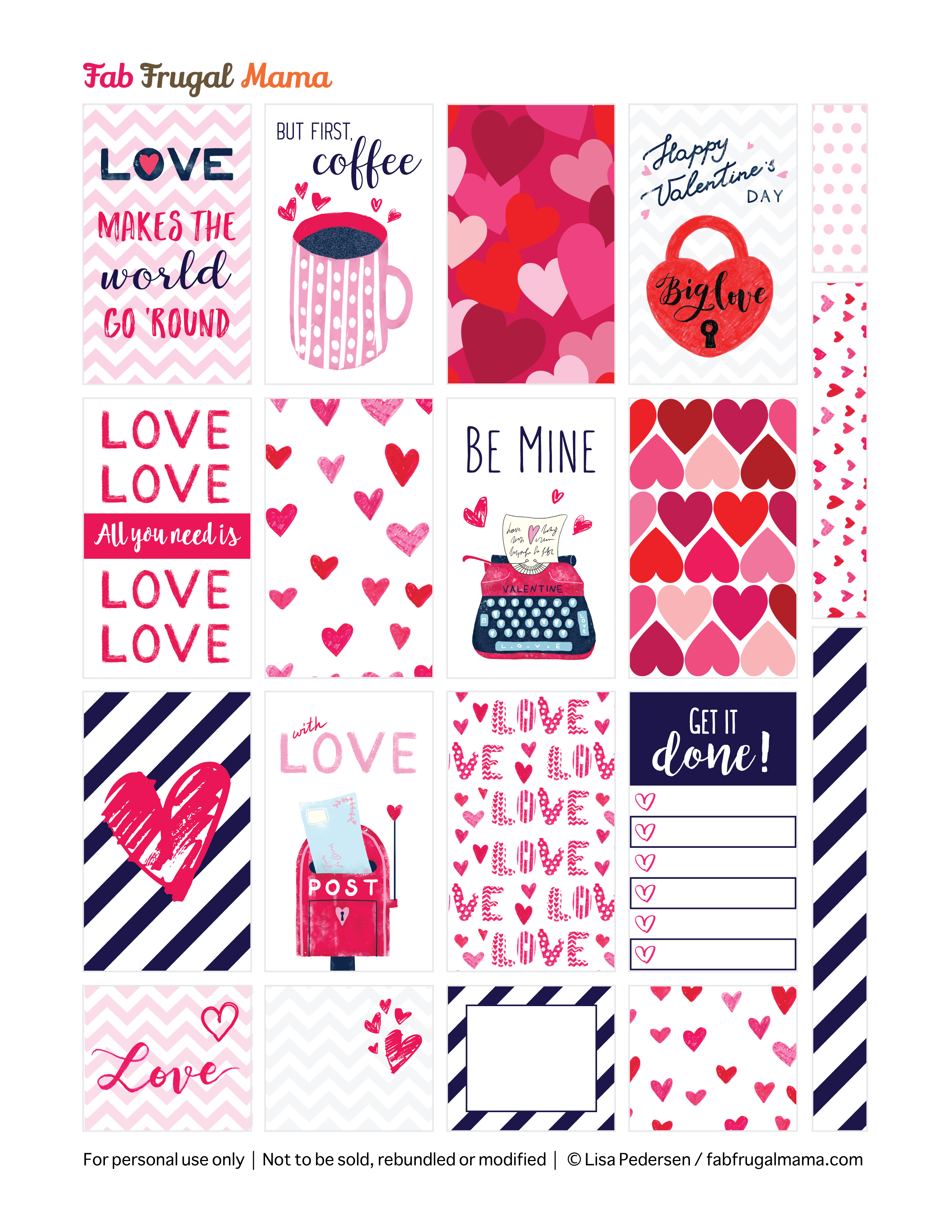 Free Printable Happy Planner Valentine Stickers Fab