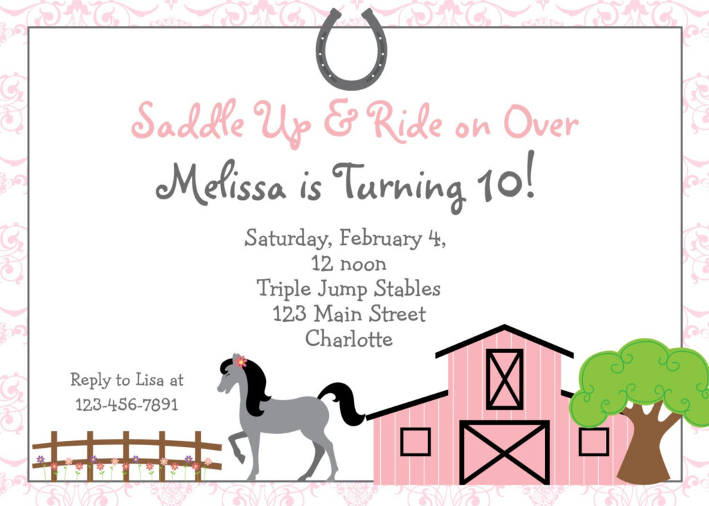 Free Printable Horse Party Invites Horse Birthday 