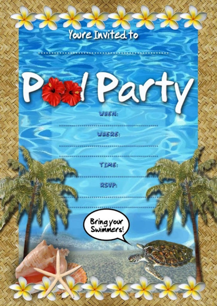 Free Printable Kids Pool Party Invitations Templates