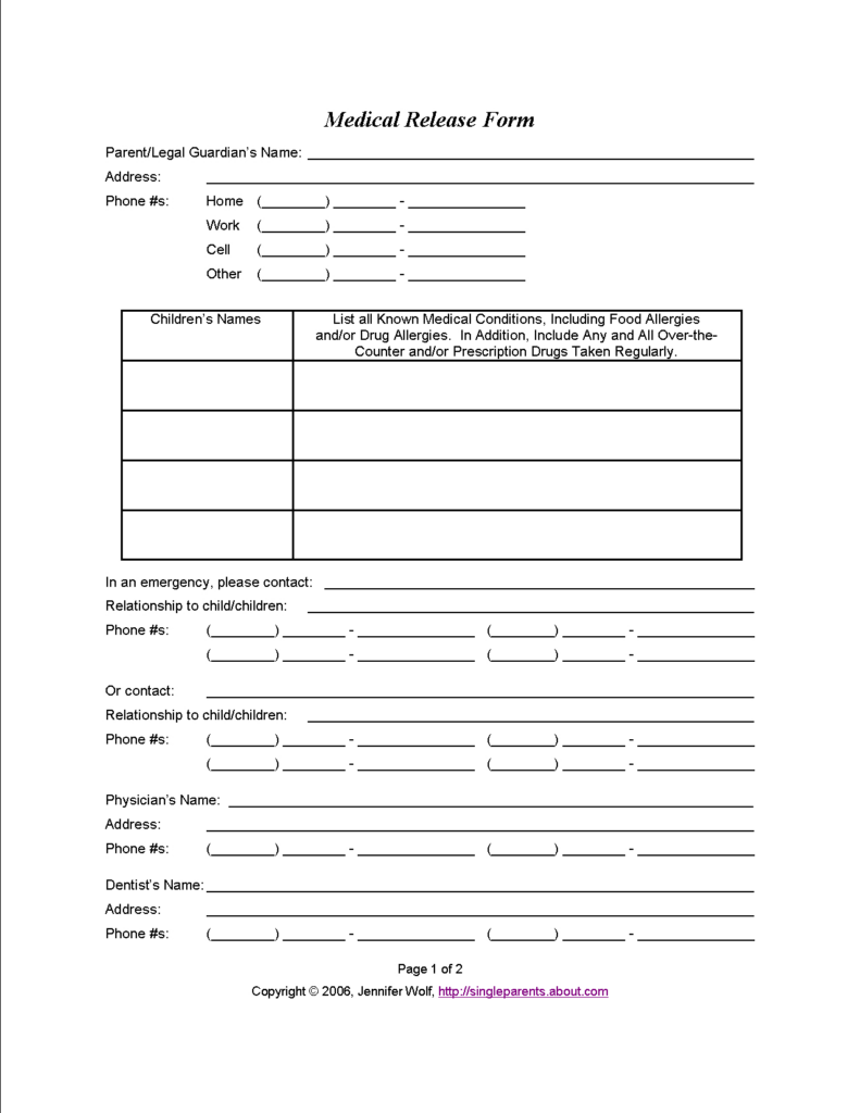 Free Printable Medical Forms Kit Free Printable