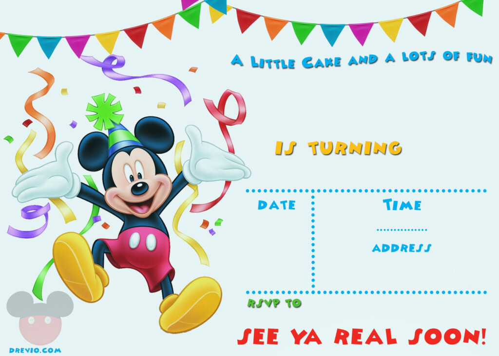 FREE Printable Mickey Mouse Party Invitation Template 