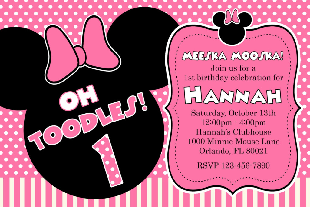 Free Printable Minnie Mouse 1st Birthday Invitations 