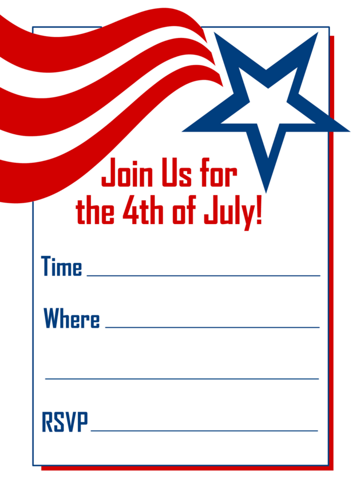 Free Printable Party Invitations Red White And Blue 4th 