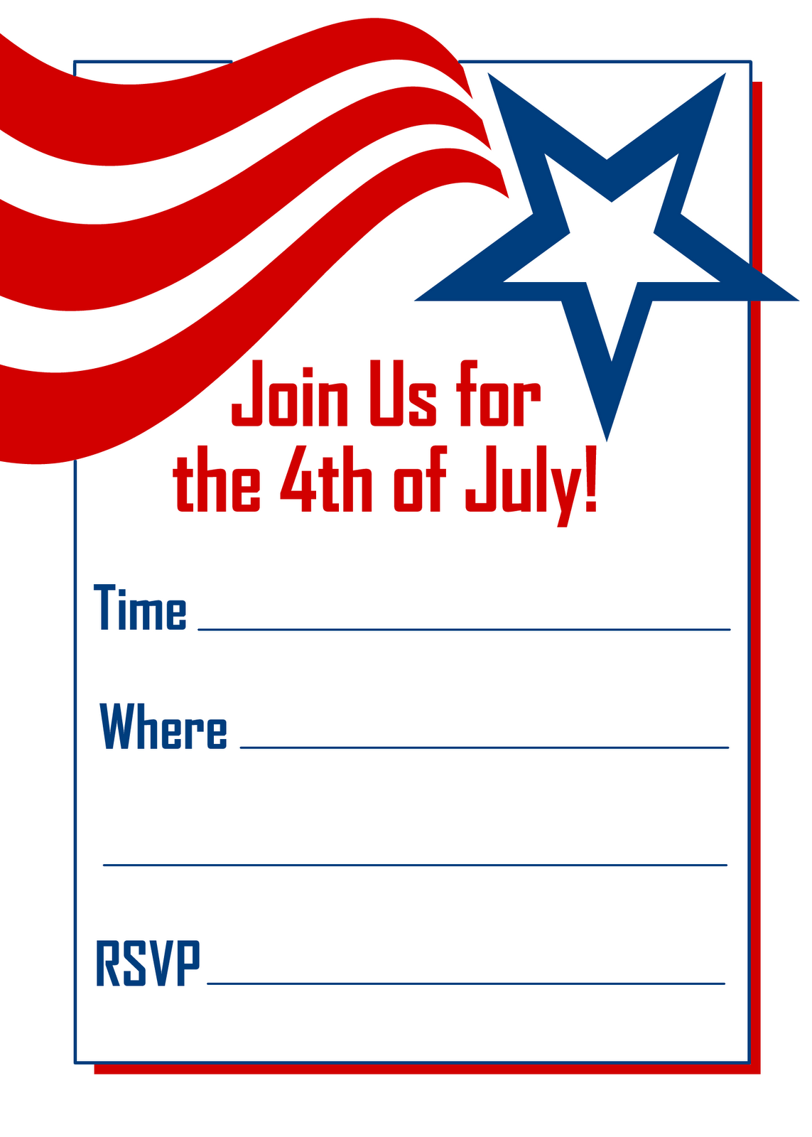 Free Printable Party Invitations Red White And Blue 4th